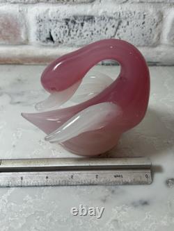 VTG Murano Archimede Seguso Alabaster Art Glass Pink Swan Bird Duck Figurine