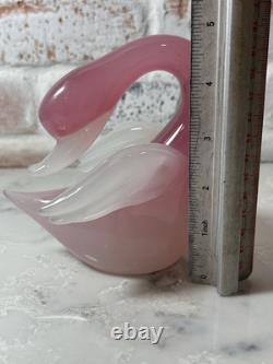 VTG Murano Archimede Seguso Alabaster Art Glass Pink Swan Bird Duck Figurine