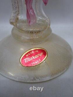 VTG Murano Art Glass Dancer Figurine Gold Flecks Pink Glass with Box
