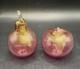 VTG Murano Art Glass Hand Blown Pear & Apple Cranberry Pink 24K Gold Leaf Fruits