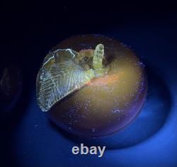 VTG Murano Art Glass Hand Blown Pear & Apple Cranberry Pink 24K Gold Leaf Fruits