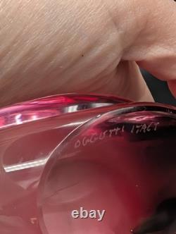 VTG Murano Signed Oggetti Art Glass Bird Cranberry Pink With Label Figurine