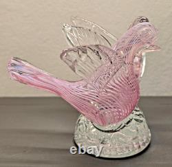 VTG Murano Style Pink Swirl Art Glass Doves Birds Figurine Ornament Sculpture