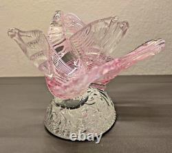 VTG Murano Style Pink Swirl Art Glass Doves Birds Figurine Ornament Sculpture