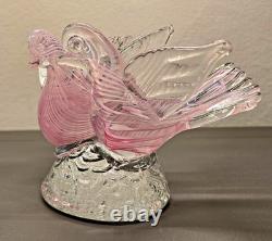VTG Murano Style Pink Swirl Art Glass Doves Birds Figurine Ornament Sculpture