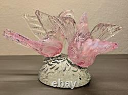 VTG Murano Style Pink Swirl Art Glass Doves Birds Figurine Ornament Sculpture VTG Murano Style Pink Swirl Art Glass Doves Birds Figurine Ornament Sculpture