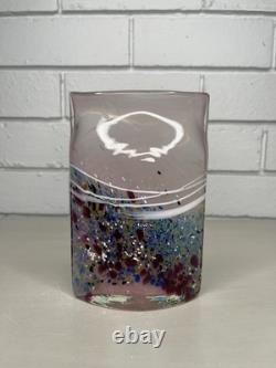 VTG Peter Goss Australian Art Glass Vase Pink Confetti Signed & Numbered Base