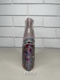 VTG Peter Goss Australian Art Glass Vase Pink Confetti Signed & Numbered Base