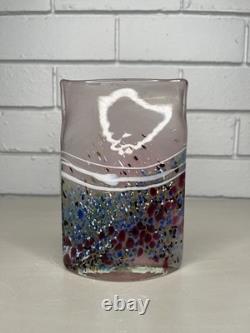 VTG Peter Goss Australian Art Glass Vase Pink Confetti Signed & Numbered Base