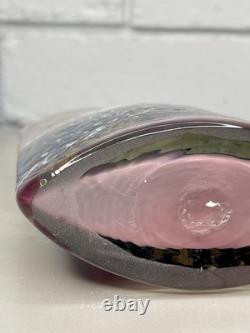 VTG Peter Goss Australian Art Glass Vase Pink Confetti Signed & Numbered Base