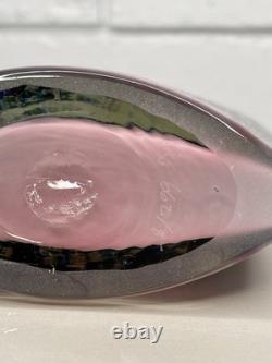 VTG Peter Goss Australian Art Glass Vase Pink Confetti Signed & Numbered Base