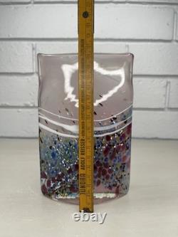 VTG Peter Goss Australian Art Glass Vase Pink Confetti Signed & Numbered Base