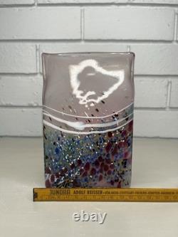 VTG Peter Goss Australian Art Glass Vase Pink Confetti Signed & Numbered Base