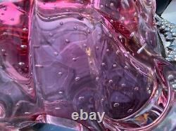 V Rare 13 Murano Barbini Bullicante Ruby Centrepiece Bowl Dish Glass Clover