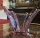 Val Saint Lambert Large Asymmetrical Vase in Pink Crystal