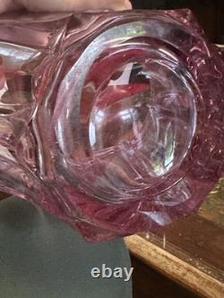 Val Saint Lambert Large Asymmetrical Vase in Pink Crystal