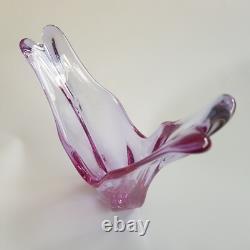 Val St Lambert Belgium crystal art glass wings vase 1960s vilet pink Brussels