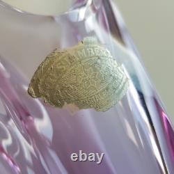 Val St Lambert Belgium crystal art glass wings vase 1960s vilet pink Brussels
