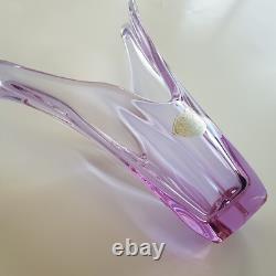 Val St Lambert Belgium crystal art glass wings vase 1960s vilet pink Brussels