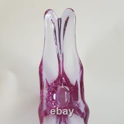 Val St Lambert Belgium crystal art glass wings vase 1960s vilet pink Brussels