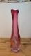 Val St Lambert Cranberry Pink Glass Swung vase 38cm 15'' Tall Twist Swirl Large