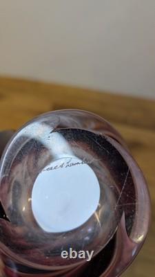 Val St Lambert Cranberry Pink Glass Swung vase 38cm 15'' Tall Twist Swirl Large