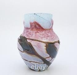 Vase Art Glass 1990 Pink, Blue, Brown Jean Claude Novaro, France