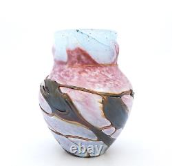 Vase Art Glass Jean Claude Novaro, France 1990 Pink, Blue, Brown