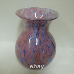 Vase Glass Pink Marble Effect Blue Art Deco