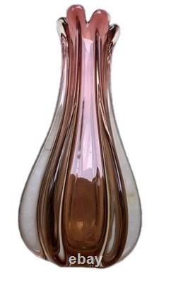 Vases Decorative Glass Swedish Mid-20th Century Ridged Stemmed Art Glass Vase