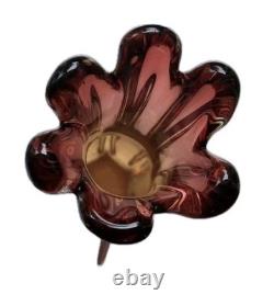 Vases Decorative Glass Swedish Mid-20th Century Ridged Stemmed Art Glass Vase