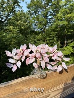 Venetian Opalescent Pink Art Glass'Bonsai Flower Tree MCM