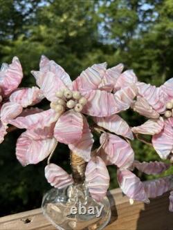 Venetian Opalescent Pink Art Glass'Bonsai Flower Tree MCM