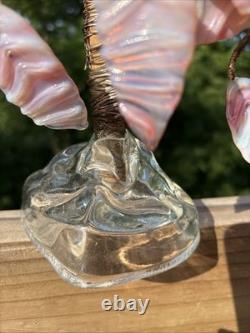 Venetian Opalescent Pink Art Glass'Bonsai Flower Tree MCM