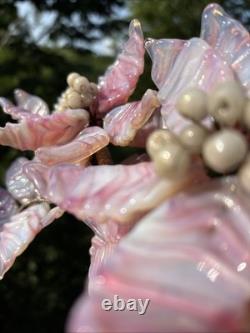Venetian Opalescent Pink Art Glass'Bonsai Flower Tree MCM