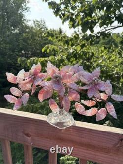 Venetian Opalescent Pink Art Glass'Bonsai Flower Tree MCM