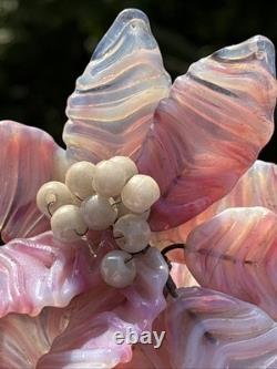 Venetian Opalescent Pink Art Glass'Bonsai Flower Tree MCM