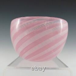 Venini Murano Pink & White Glass Zanfirico Bowl by Carlo Scarpa