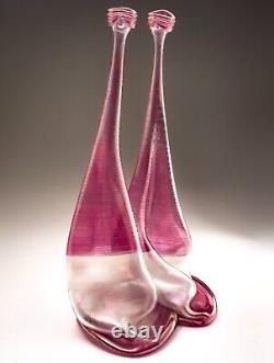 Vera Walther Glass Pink Vase Signed Heiner Düsterhaus 32cm Germany Mid 20th C