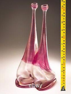 Vera Walther Glass Pink Vase Signed Heiner Düsterhaus 32cm Germany Mid 20th C