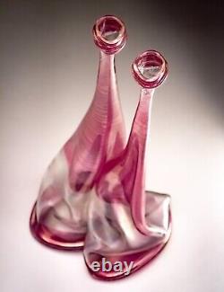 Vera Walther Glass Pink Vase Signed Heiner Düsterhaus 32cm Germany Mid 20th C