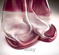 Vera Walther Glass Pink Vase Signed Heiner Düsterhaus 32cm Germany Mid 20th C