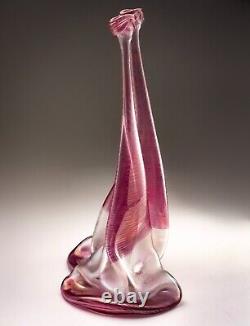 Vera Walther Glass Pink Vase Signed Heiner Düsterhaus 32cm Germany Mid 20th C