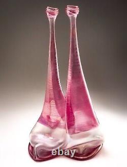 Vera Walther Glass Pink Vase Signed Heiner Düsterhaus 32cm Germany Mid 20th C