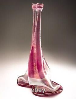 Vera Walther Glass Pink Vase Signed Heiner Düsterhaus 32cm Germany Mid 20th C
