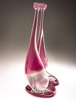 Vera Walther Glass Pink Vase Signed Heiner Düsterhaus 32cm Germany Mid 20th C