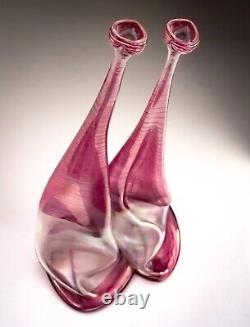 Vera Walther Glass Pink Vase Signed Heiner Düsterhaus 32cm Germany Mid 20th C