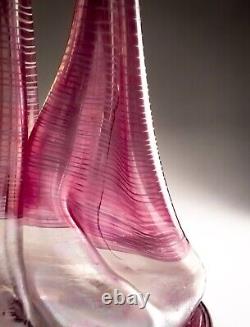 Vera Walther Glass Pink Vase Signed Heiner Düsterhaus 32cm Germany Mid 20th C