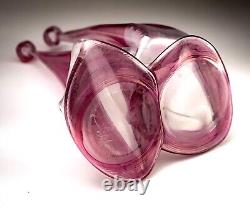 Vera Walther Glass Pink Vase Signed Heiner Düsterhaus 32cm Germany Mid 20th C