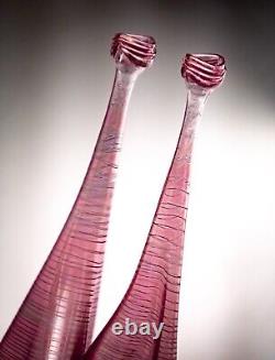 Vera Walther Glass Pink Vase Signed Heiner Düsterhaus 32cm Germany Mid 20th C